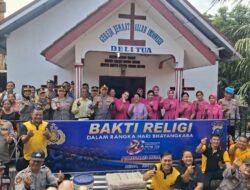 Kunjungan Kerja ke Polsek Deli Tua, Kapolrestabes Medan Salurkan Bansos di Gereja GJAI.