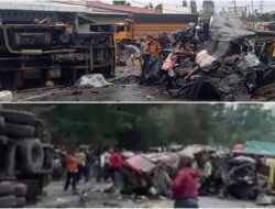 Diduga Terjadi Kecelakaan Beruntun di Depan Rumah Makan Garuda Hill Park,