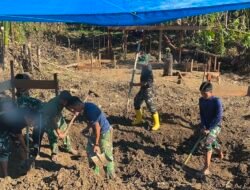 Harapan Warga Desa Mazingo Mulai Terwujud, Bakti TNI Bangun Jembatan GantungNias Utara,